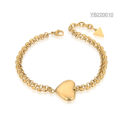 Nisza Luksusowa Marka Biżuteria 24k Złota Bransoletka w kształcie serca Prezent walentynkowy