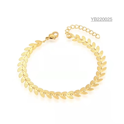 Vintage luksusowe marki łańcuchy ręczne 14-karatowe złoto bransoletka w kształcie liścia 3d ze stali nierdzewnej
