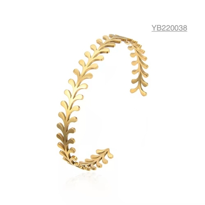 INS tide marka biżuteria złota bransoletka z pustymi liśćmi otwarcie bransoletki ze stali nierdzewnej