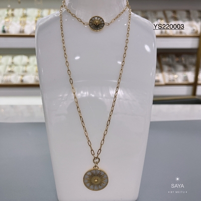 Luksusowa marka zestaw biżuterii ze stali nierdzewnej bransoletka ze wzorem słońca naszyjnik wisiorek!