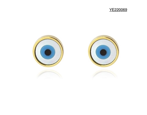 Złe oko kolczyki ze stali nierdzewnej złote niszowe luksusowe modne kolczyki z niebieskim okiem