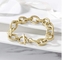 American Fashion 14-karatowa złota bransoletka z zawieszką w stylu INS Style prosta złota klamra bransoletka