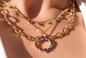 45 cm Naszyjnik z łańcuszkiem z kości węża Kolorowy naszyjnik z wisiorkiem z kryształkami i frędzlami