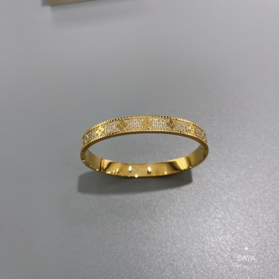 18-karatowa złota bransoletka ze stali nierdzewnej Kalejdoskop z pełnym wiertłem, szeroka wersja bransoletka