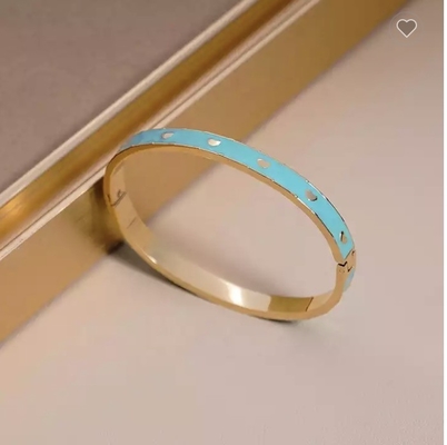 Luksusowe marki emaliowane niebieska miłość bransoletka z klamrą 24-karatowe złoto bransoletka ze stali nierdzewnej