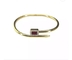 Luksusowa bransoletka do paznokci z czerwonym rubinem i diamentami Bransoletka z 24-karatowego złota ze stali nierdzewnej