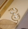 Kolczyki pozłacane 18-karatowym złotem Biżuteria ze stali nierdzewnej Łańcuch w kształcie litery C Perła na imprezę